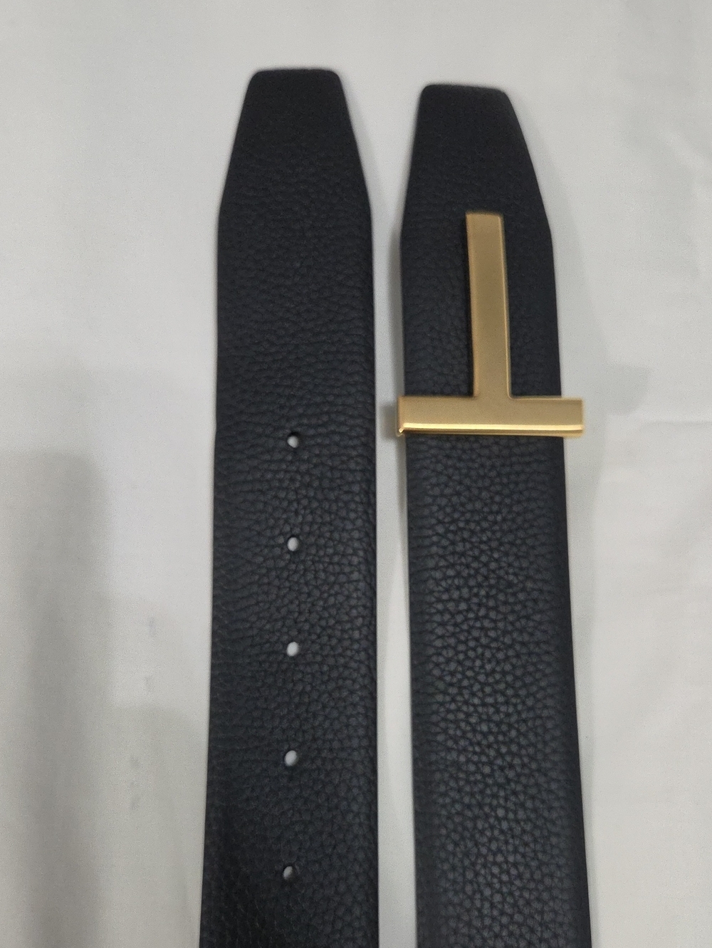 Reversible Tom Ford Black Brown Leather Belt Gold T Buckle 95cm - Picture 7 of 15